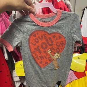 Girls Curious George Valentines Day Shirt